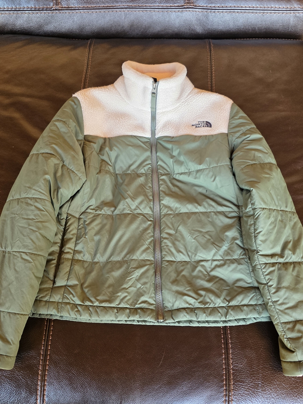The North Face Women's Olive & Cream Insulated Jacket Sz Medium